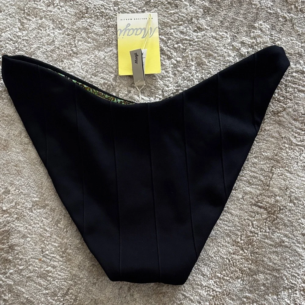 NWT Maaji Black and Green Floral Bikini Bottom